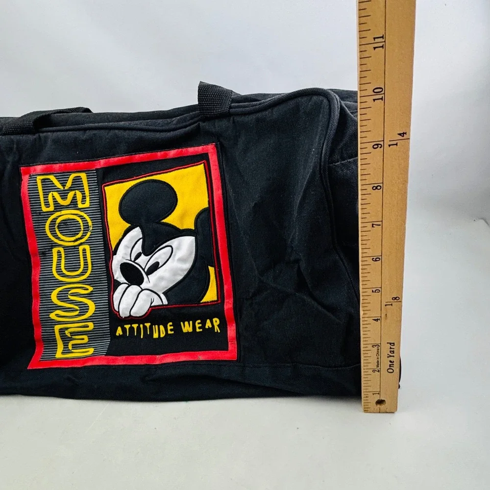 Vintage Disney Mickey Unlimited Zip Duffel Bag Mouse Attitude Wear Black Strap